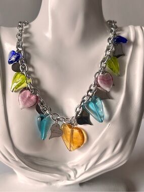 Antica Murrina glass Multicolor Heart Charm Necklace